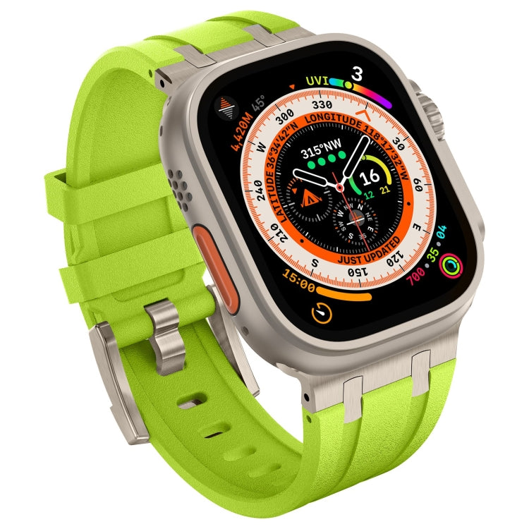 For Apple Watch Series 7 45mm Stone Grain Liquid Silicone Watch Band(Titanium Green) - Watch Bands by PMC TechLife | Online Shopping South Africa | PMC TechLife