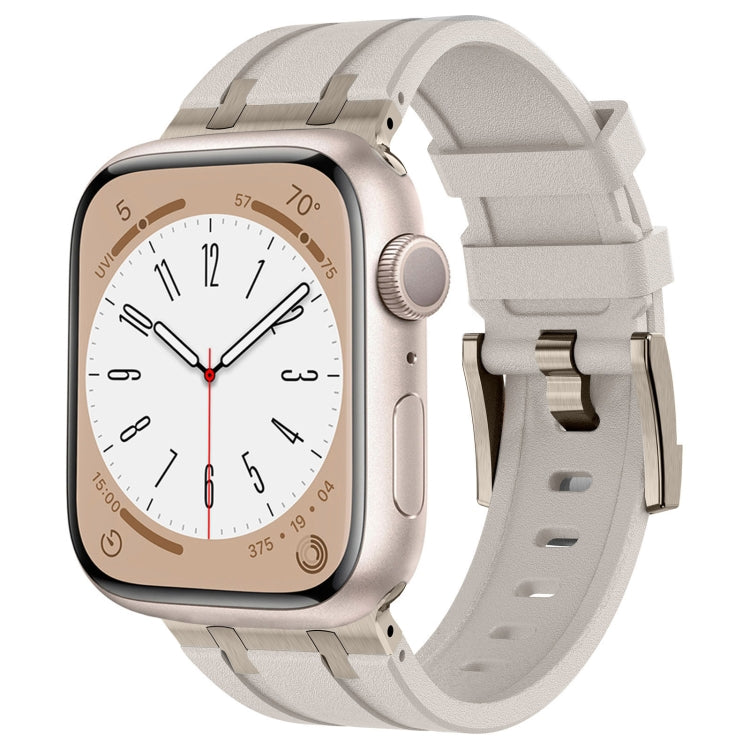 For Apple Watch Series 7 45mm Stone Grain Liquid Silicone Watch Band(Titanium Starlight) - Watch Bands by PMC TechLife | Online Shopping South Africa | PMC TechLife