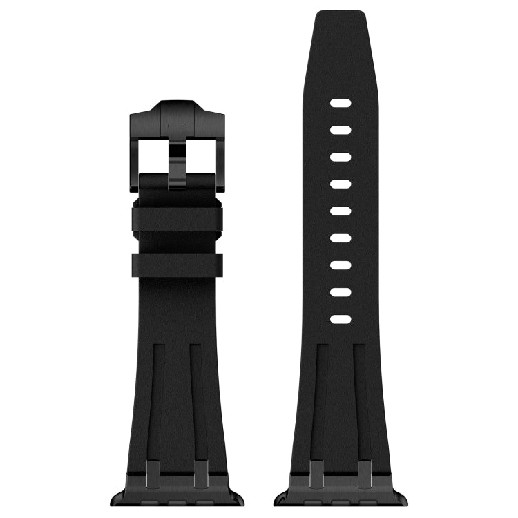 For Apple Watch SE 44mm Stone Grain Liquid Silicone Watch Band(Black Black) - Watch Bands by PMC TechLife | Online Shopping South Africa | PMC TechLife