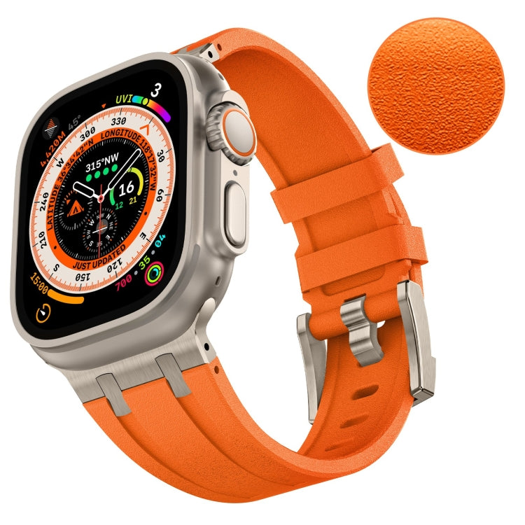 For Apple Watch SE 44mm Stone Grain Liquid Silicone Watch Band(Titanium Orange) - Watch Bands by PMC TechLife | Online Shopping South Africa | PMC TechLife