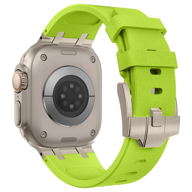For Apple Watch SE 44mm Stone Grain Liquid Silicone Watch Band(Titanium Green) - Watch Bands by PMC TechLife | Online Shopping South Africa | PMC TechLife