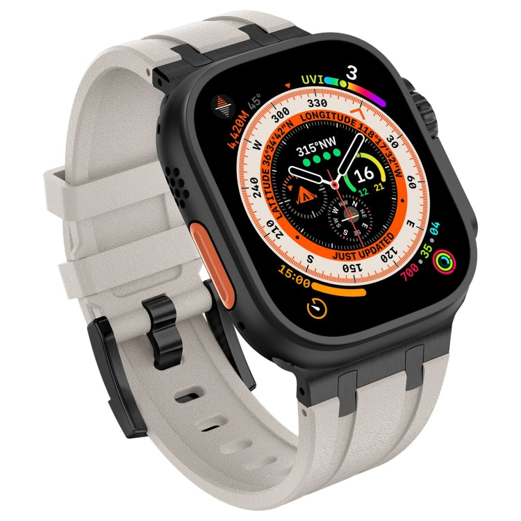 For Apple Watch Series 6 44mm Stone Grain Liquid Silicone Watch Band(Black Starlight) - Watch Bands by PMC TechLife | Online Shopping South Africa | PMC TechLife
