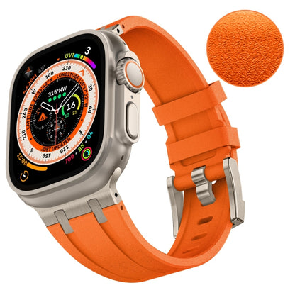 For Apple Watch Series 6 44mm Stone Grain Liquid Silicone Watch Band(Titanium Orange) - Watch Bands by PMC Jewellery | Online Shopping South Africa | PMC Jewellery