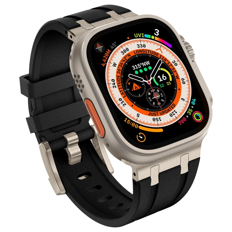 For Apple Watch Series 6 44mm Stone Grain Liquid Silicone Watch Band(Titanium Black) - Watch Bands by PMC TechLife | Online Shopping South Africa | PMC TechLife