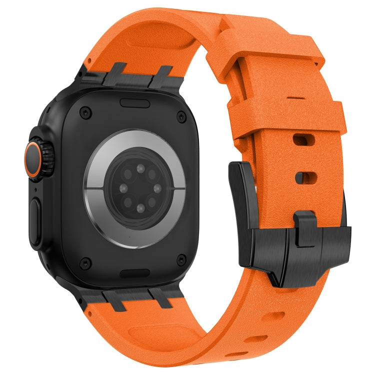 For Apple Watch Series 5 44mm Stone Grain Liquid Silicone Watch Band(Black Orange) - Watch Bands by PMC TechLife | Online Shopping South Africa | PMC TechLife