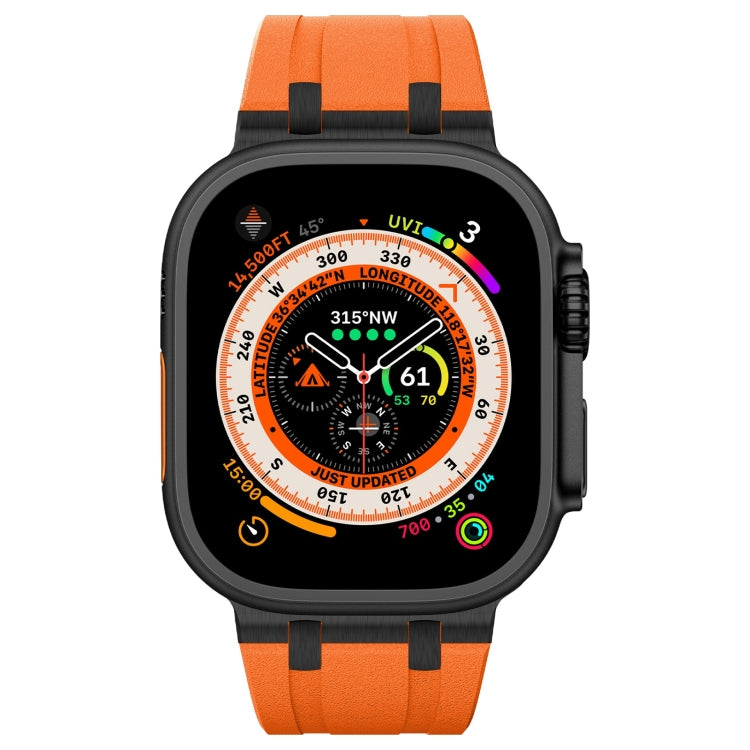 For Apple Watch Series 5 44mm Stone Grain Liquid Silicone Watch Band(Black Orange) - Watch Bands by PMC TechLife | Online Shopping South Africa | PMC TechLife