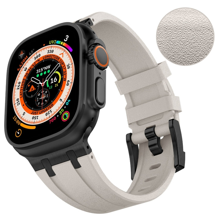 For Apple Watch Series 5 44mm Stone Grain Liquid Silicone Watch Band(Black Starlight) - Watch Bands by PMC TechLife | Online Shopping South Africa | PMC TechLife