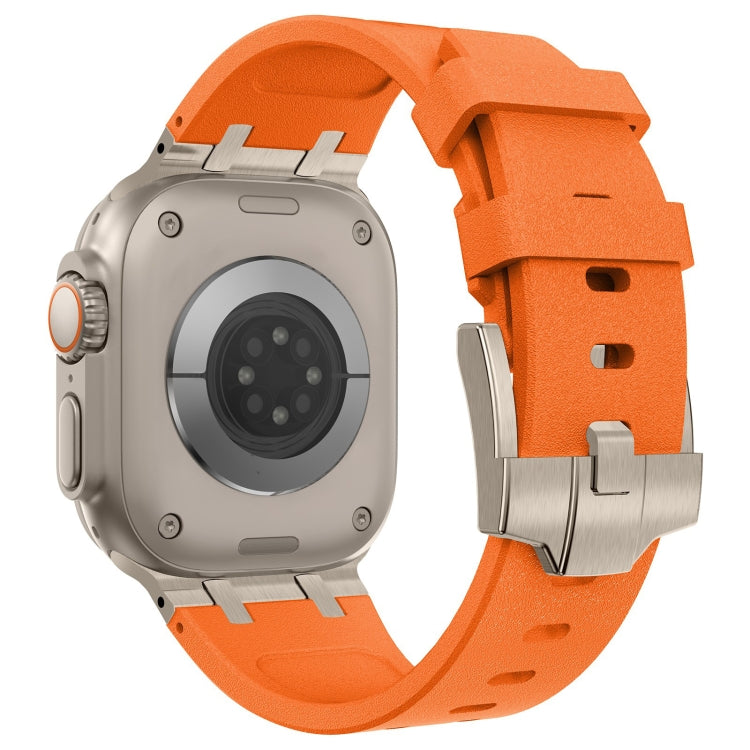 For Apple Watch Series 5 44mm Stone Grain Liquid Silicone Watch Band(Titanium Orange) - free shipping - PMC TechLife - Order now!