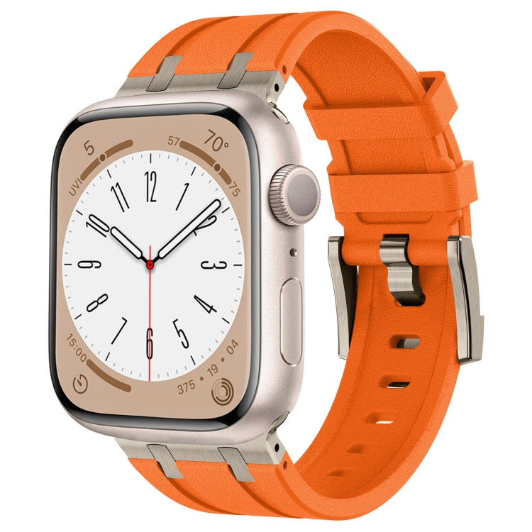 For Apple Watch Series 4 44mm Stone Grain Liquid Silicone Watch Band(Titanium Orange) - Watch Bands by PMC TechLife | Online Shopping South Africa | PMC TechLife
