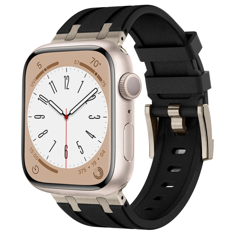 For Apple Watch Series 4 44mm Stone Grain Liquid Silicone Watch Band(Titanium Black) - Watch Bands by PMC TechLife | Online Shopping South Africa | PMC TechLife