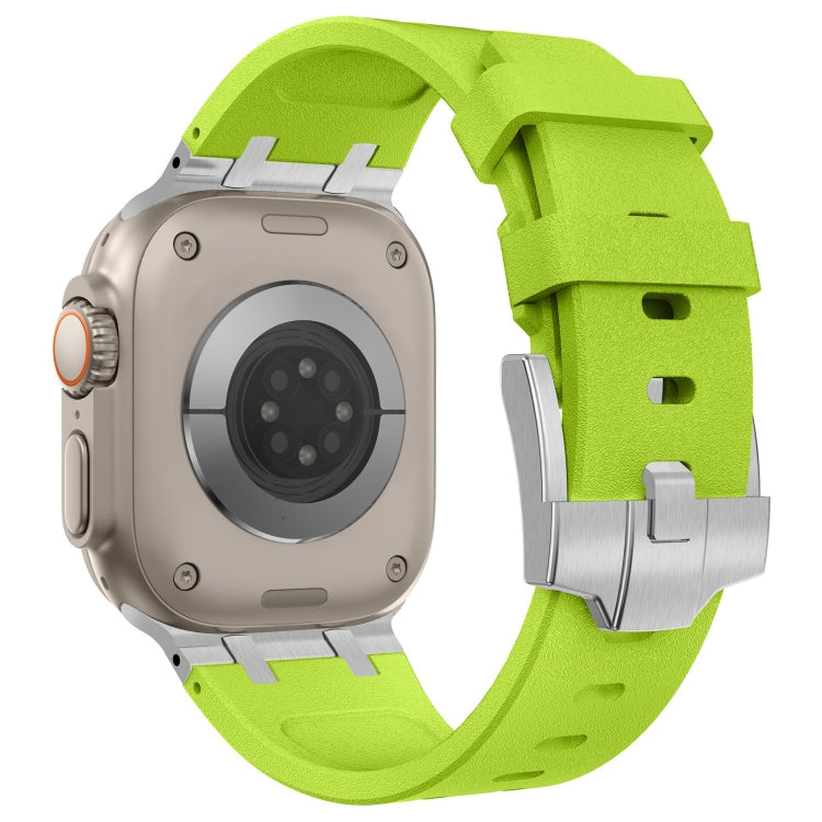 For Apple Watch Series 4 44mm Stone Grain Liquid Silicone Watch Band(Silver Green) - Watch Bands by PMC TechLife | Online Shopping South Africa | PMC TechLife