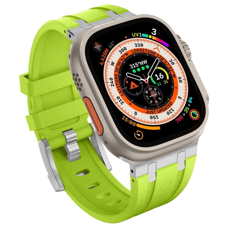 For Apple Watch Series 4 44mm Stone Grain Liquid Silicone Watch Band(Silver Green) - Watch Bands by PMC TechLife | Online Shopping South Africa | PMC TechLife