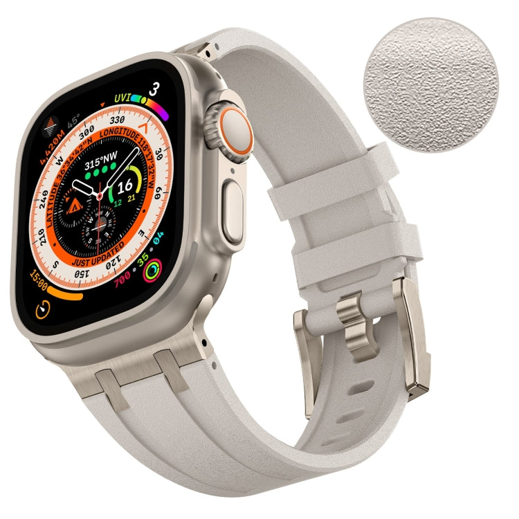 For Apple Watch Series 3 42mm Stone Grain Liquid Silicone Watch Band(Titanium Starlight) - Watch Bands by PMC Jewellery | Online Shopping South Africa | PMC Jewellery