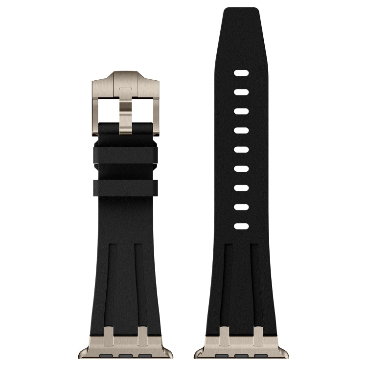 For Apple Watch Series 2 42mm Stone Grain Liquid Silicone Watch Band(Titanium Black) - Watch Bands by PMC TechLife | Online Shopping South Africa | PMC TechLife