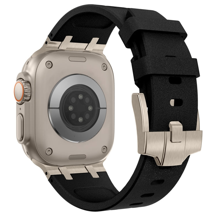 For Apple Watch Series 2 42mm Stone Grain Liquid Silicone Watch Band(Titanium Black) - Watch Bands by PMC TechLife | Online Shopping South Africa | PMC TechLife