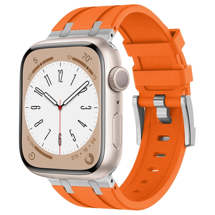 For Apple Watch Series 2 42mm Stone Grain Liquid Silicone Watch Band(Sliver Orange) - Watch Bands by PMC TechLife | Online Shopping South Africa | PMC TechLife