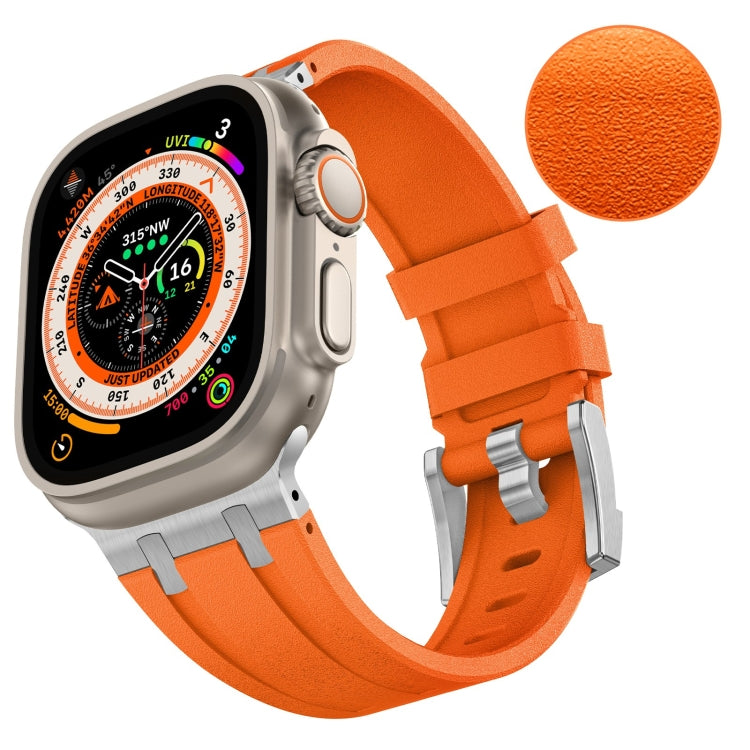 For Apple Watch Series 2 42mm Stone Grain Liquid Silicone Watch Band(Sliver Orange) - Watch Bands by PMC TechLife | Online Shopping South Africa | PMC TechLife