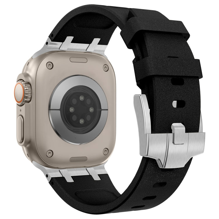 For Apple Watch Series 2 42mm Stone Grain Liquid Silicone Watch Band(Silver Black) - Watch Bands by PMC TechLife | Online Shopping South Africa | PMC TechLife