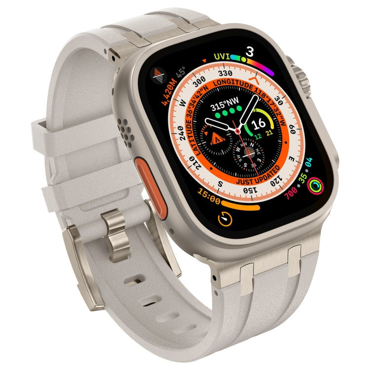 For Apple Watch 42mm Stone Grain Liquid Silicone Watch Band(Titanium Starlight) - Watch Bands by PMC TechLife | Online Shopping South Africa | PMC TechLife