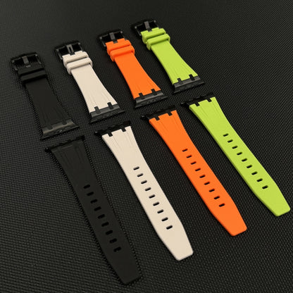 For Apple Watch Series 9 45mm Stone Grain Liquid Silicone Watch Band(Black Black) - Watch Bands by PMC Jewellery | Online Shopping South Africa | PMC Jewellery