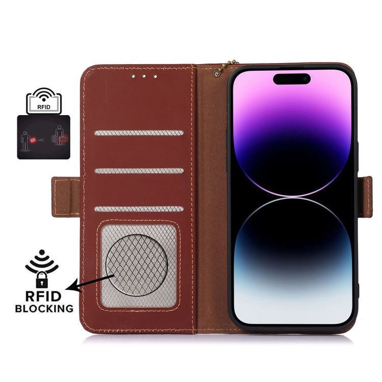 For Google Pixel 9 Genuine Leather Magnetic RFID Leather Phone Case(Coffee) - Google Cases by PMC TechLife | Online Shopping South Africa | PMC TechLife | Buy Now Pay Later Mobicred