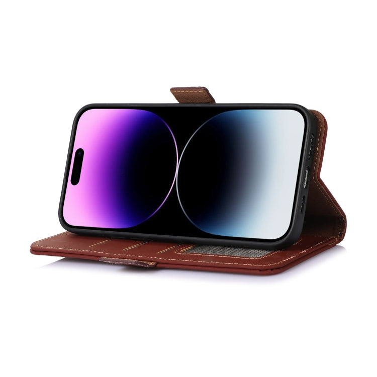 For Google Pixel 9 Genuine Leather Magnetic RFID Leather Phone Case(Coffee) - Google Cases by PMC TechLife | Online Shopping South Africa | PMC TechLife | Buy Now Pay Later Mobicred