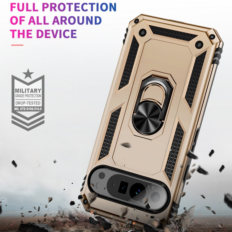 For Google Pixel 9 Pro Shockproof TPU + PC Phone Case with Holder(Gold) - Google Cases by PMC Jewellery | Online Shopping South Africa | PMC Jewellery | Buy Now Pay Later Mobicred