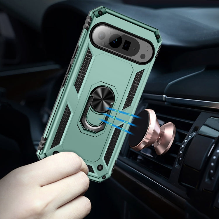 For Google Pixel 9 Pro Shockproof TPU + PC Phone Case with Holder(Dark Green) - Google Cases by PMC TechLife | Online Shopping South Africa | PMC TechLife | Buy Now Pay Later Mobicred
