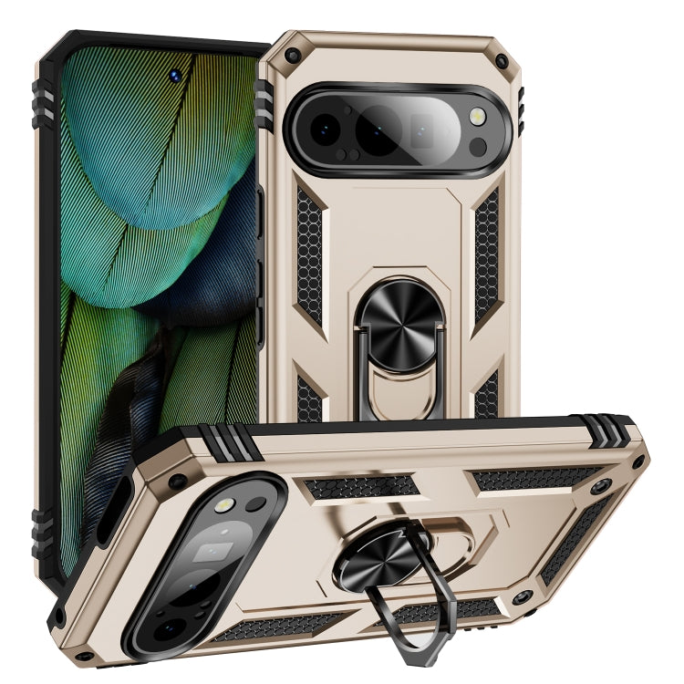 For Google Pixel 9 Shockproof TPU + PC Phone Case with Holder(Gold) - Google Cases by PMC TechLife | Online Shopping South Africa | PMC TechLife | Buy Now Pay Later Mobicred