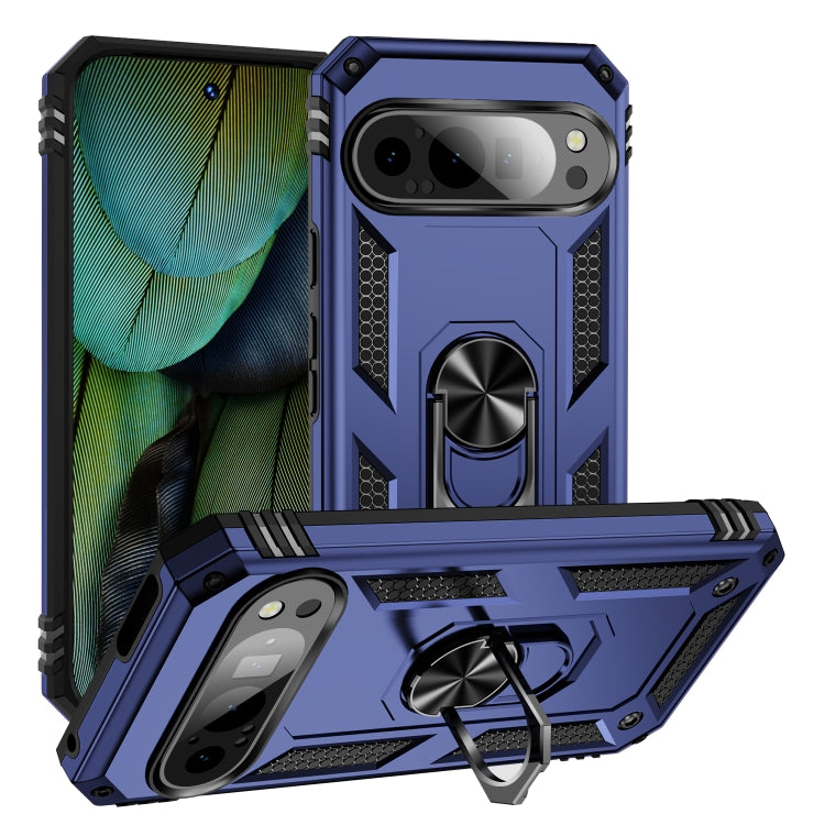 For Google Pixel 9 Shockproof TPU + PC Phone Case with Holder(Blue) - Google Cases by PMC TechLife | Online Shopping South Africa | PMC TechLife | Buy Now Pay Later Mobicred