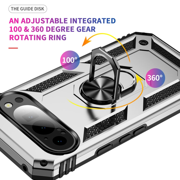For Google Pixel 9 Shockproof TPU + PC Phone Case with Holder(Silver) - Google Cases by PMC TechLife | Online Shopping South Africa | PMC TechLife | Buy Now Pay Later Mobicred