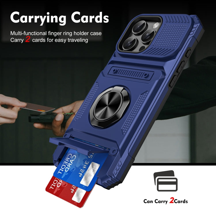 For iPhone 16 Pro TPU+PC Shockproof Card Phone Case with Metal Ring Holder(Blue) - free shipping - PMC TechLife - Order now!