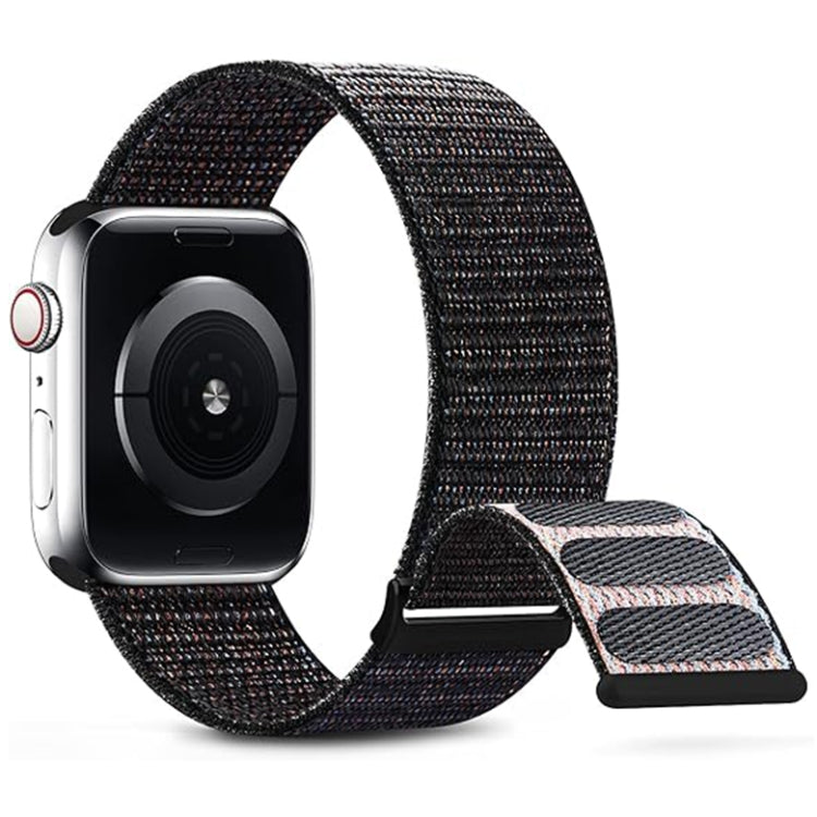 For Apple Watch Series 7 45mm Dual Hook and Loop Nylon Watch Band(Reflective Black) - Watch Bands by PMC TechLife | Online Shopping South Africa | PMC TechLife