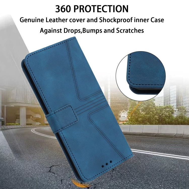 For iPhone 16 Pro Triangle Solid Color Leather Phone Case(Blue) - iPhone 16 Pro Cases by PMC TechLife | Online Shopping South Africa | PMC TechLife | Buy Now Pay Later Mobicred