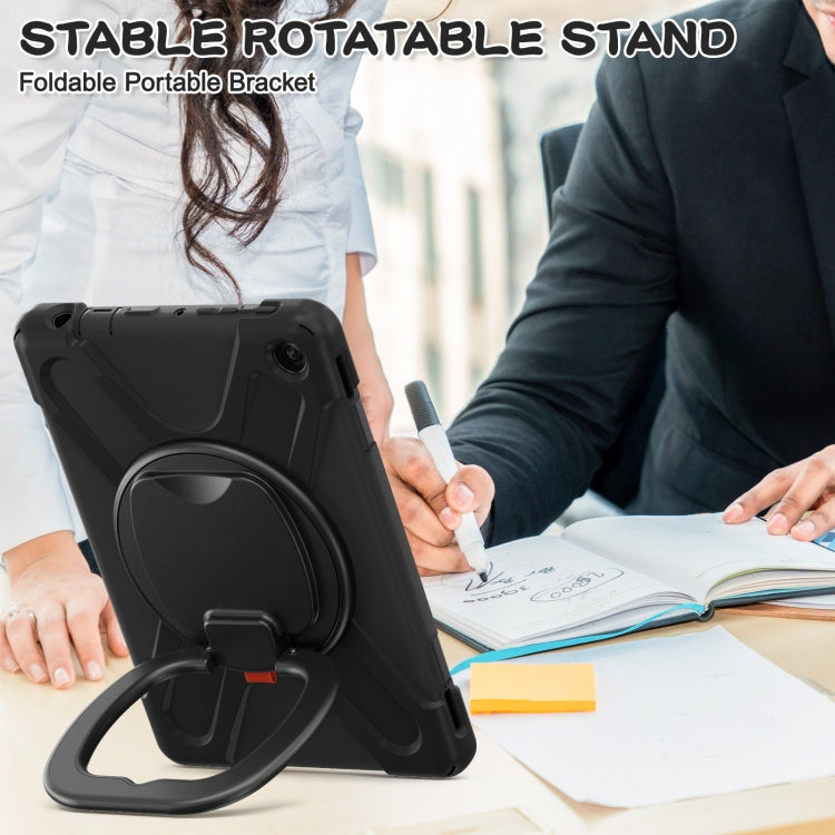 For Amazon Kindle Fire HD10 2023 Silicone Hybrid PC Tablet Case with Holder & Shoulder Strap(Black) - Amazon by PMC TechLife | Online Shopping South Africa | PMC TechLife | Buy Now Pay Later Mobicred