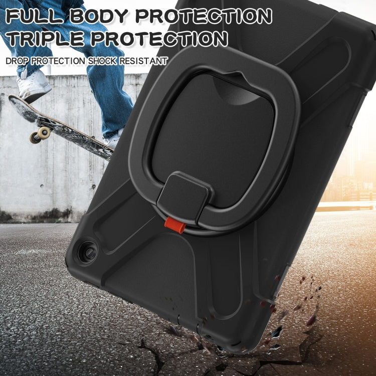 For Amazon Kindle Fire HD10 2023 Silicone Hybrid PC Tablet Case with Holder & Shoulder Strap(Black) - Amazon by PMC TechLife | Online Shopping South Africa | PMC TechLife | Buy Now Pay Later Mobicred