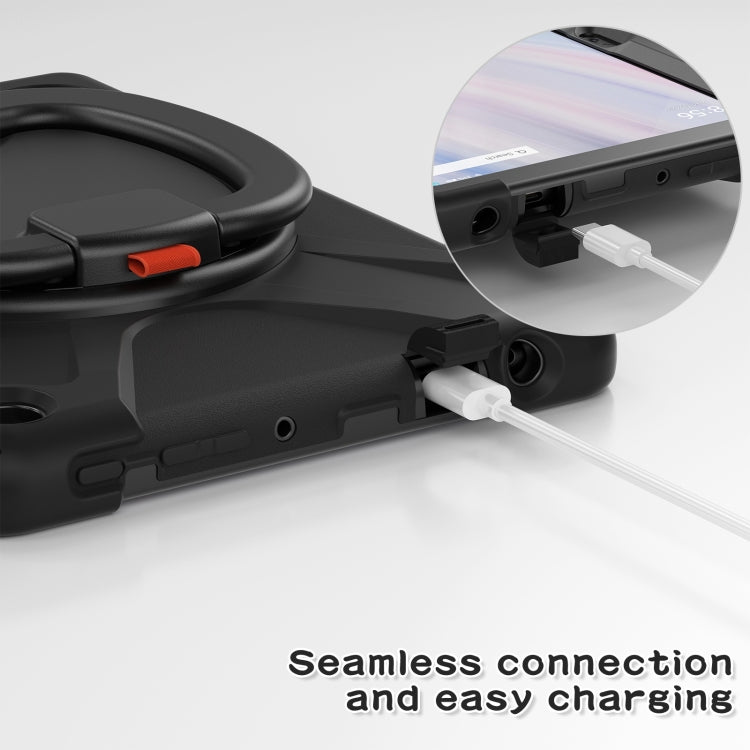 For Amazon Kindle Fire HD10 2023 Silicone Hybrid PC Tablet Case with Holder & Shoulder Strap(Black) - Amazon by PMC TechLife | Online Shopping South Africa | PMC TechLife | Buy Now Pay Later Mobicred