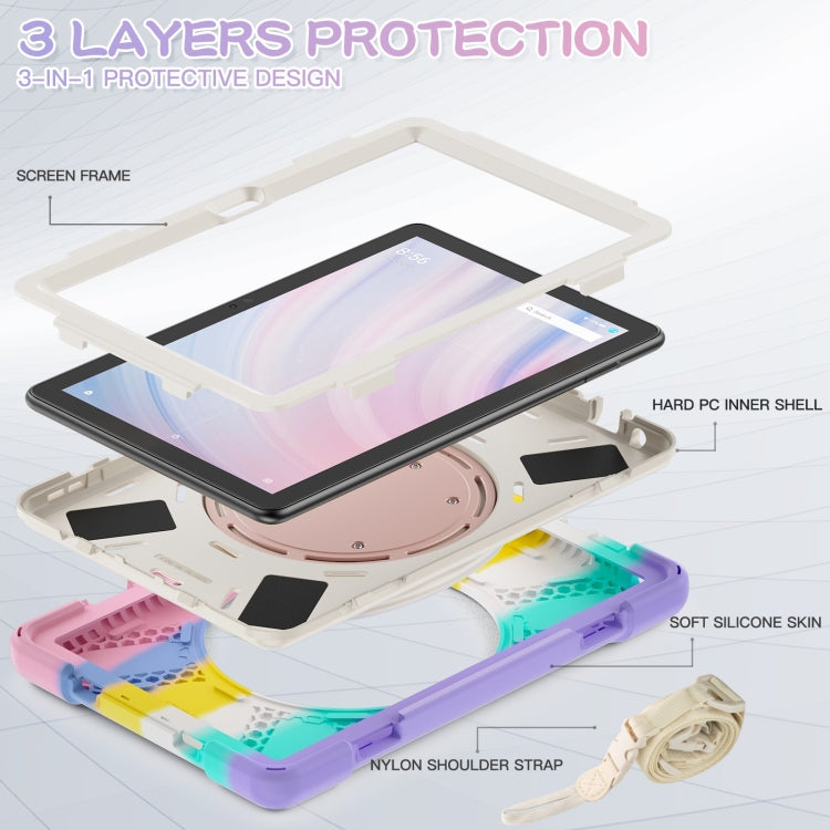 For Amazon Kindle Fire HD10 2023 Silicone Hybrid PC Tablet Case with Holder & Shoulder Strap(Colorful Pink) - Amazon by PMC TechLife | Online Shopping South Africa | PMC TechLife | Buy Now Pay Later Mobicred