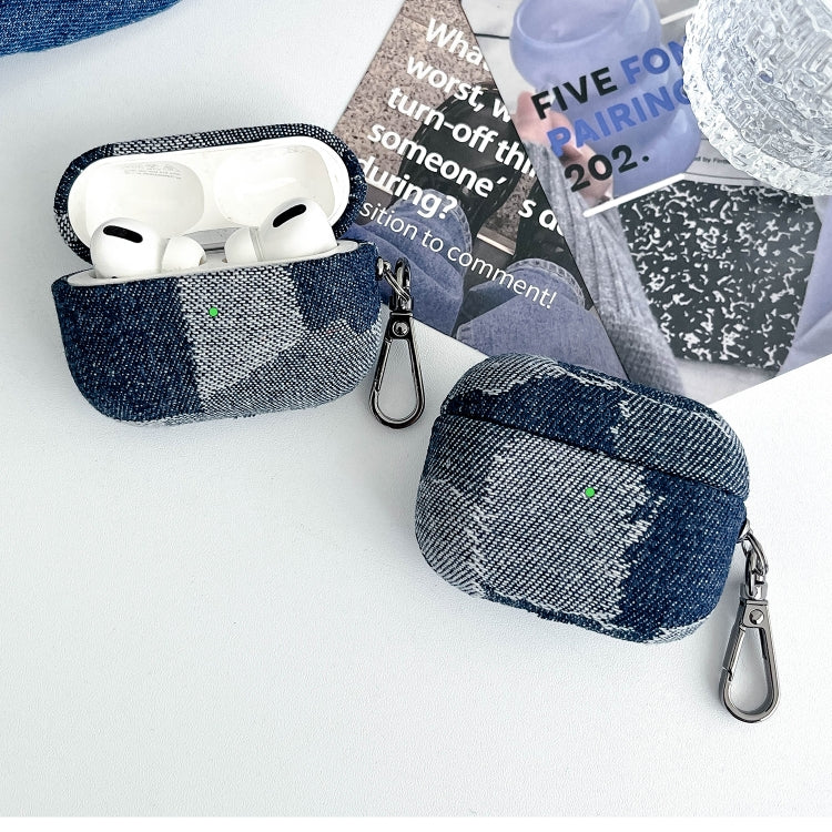 For AirPods Pro 2 Stitching Denim Cloth Bluetooth Earphone Protective Case(Dark Color Irregular) - free shipping - PMC Jewellery - Order now!