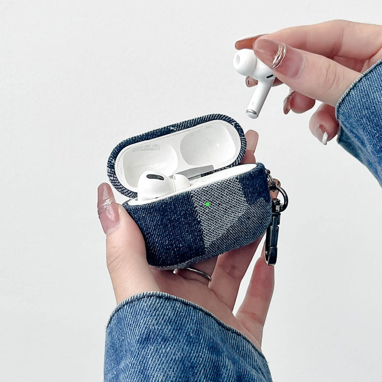 For AirPods Pro Stitching Denim Cloth Bluetooth Earphone Protective Case(Grid) - For AirPods Pro by PMC Jewellery | Online Shopping South Africa | PMC Jewellery | Buy Now Pay Later Mobicred