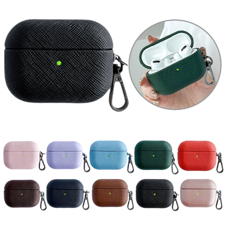 For AirPods 3 Cross Texture PU Leather Bluetooth Earphone Protective Case(Red) - For AirPods 3 by PMC Jewellery | Online Shopping South Africa | PMC Jewellery | Buy Now Pay Later Mobicred