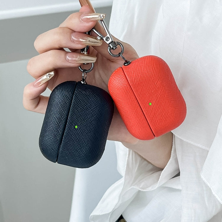 For AirPods 3 Cross Texture PU Leather Bluetooth Earphone Protective Case(Red) - For AirPods 3 by PMC Jewellery | Online Shopping South Africa | PMC Jewellery | Buy Now Pay Later Mobicred