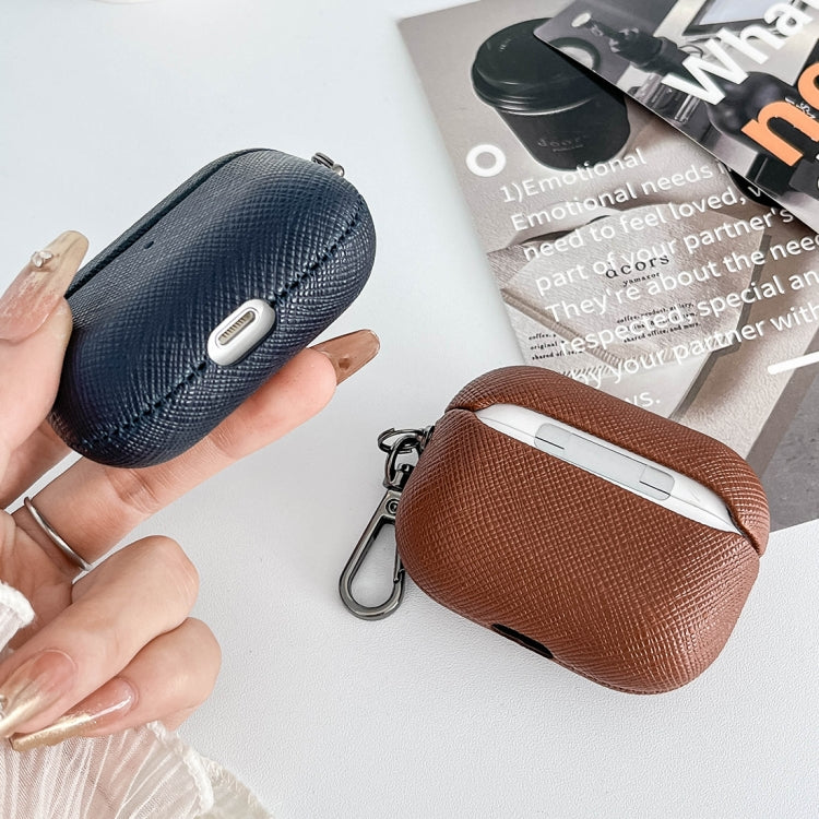 For AirPods Pro Cross Texture PU Leather Bluetooth Earphone Protective Case(Red) - For AirPods Pro by PMC Jewellery | Online Shopping South Africa | PMC Jewellery | Buy Now Pay Later Mobicred