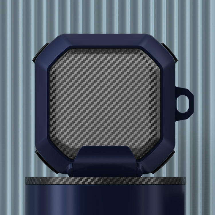 For Galaxy Buds Live / Pro /2 /2 Pro / FE Carbon Fiber TPU Hybrid PC Case with Hook(Dark Blue) - free shipping - PMC Jewellery - Order now!