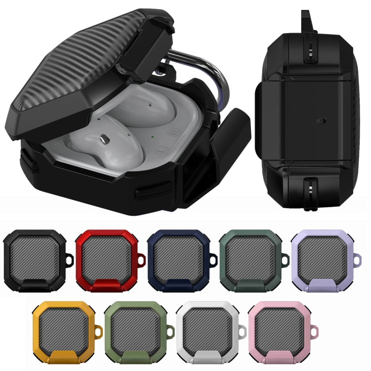 For Galaxy Buds Live / Pro /2 /2 Pro / FE Carbon Fiber TPU Hybrid PC Case with Hook(Dark Blue) - free shipping - PMC Jewellery - Order now!