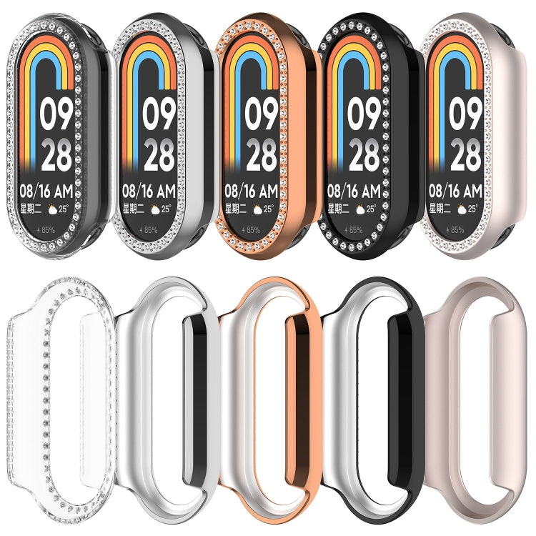 For Xiaomi Mi Band 8 Diamond Half Pack Hollow PC Watch Protective Case(Black) - Watch Cases by PMC TechLife | Online Shopping South Africa | PMC TechLife