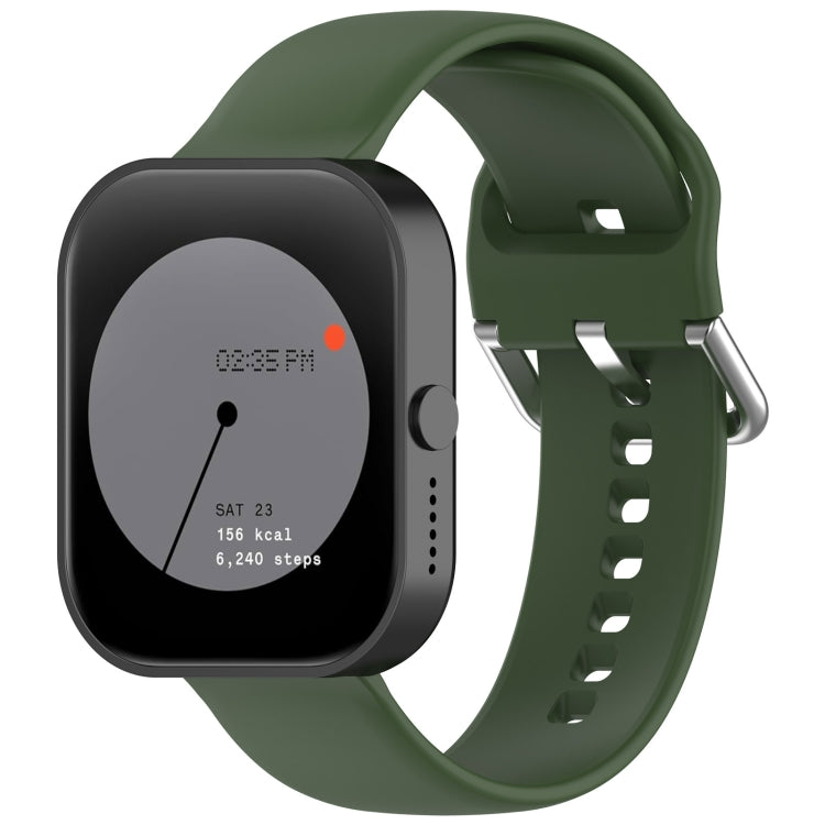 For CMF Watch Pro D395 22mm Solid Color Silver Buckle Silicone Watch Band, Size:L(Army Green) - Watch Bands by PMC TechLife | Online Shopping South Africa | PMC TechLife