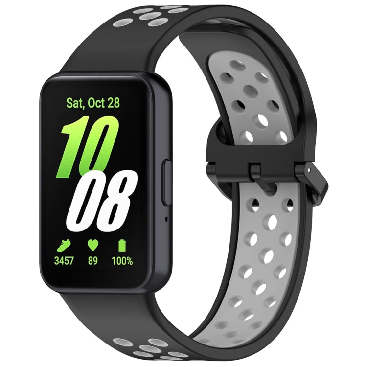 For Samsung Galaxy Fit 3 Two Color Breathable Silicone Watch Band(Black Grey) - Watch Bands by PMC TechLife | Online Shopping South Africa | PMC TechLife