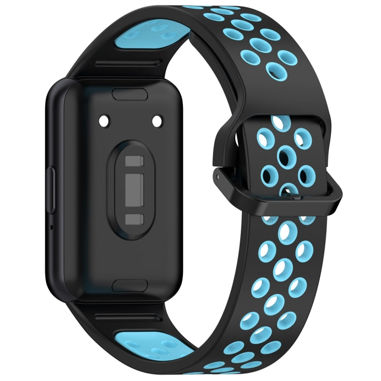 For Samsung Galaxy Fit 3 Two Color Breathable Silicone Watch Band(Black Blue) - Watch Bands by PMC TechLife | Online Shopping South Africa | PMC TechLife