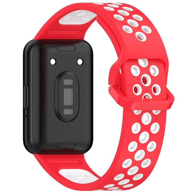 For Samsung Galaxy Fit 3 Two Color Breathable Silicone Watch Band(Red White) - Watch Bands by PMC Jewellery | Online Shopping South Africa | PMC Jewellery